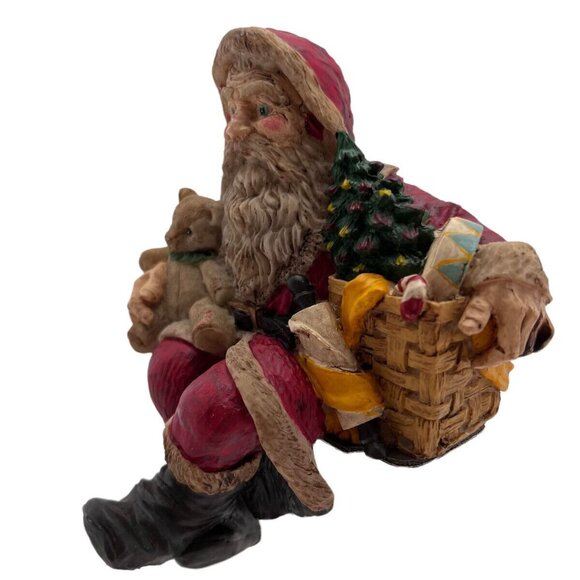 Vintage Whimsical Gnome Stocking Holder Santa w Presents Fun Shelf Sitter w Box - Picture 3 of 10